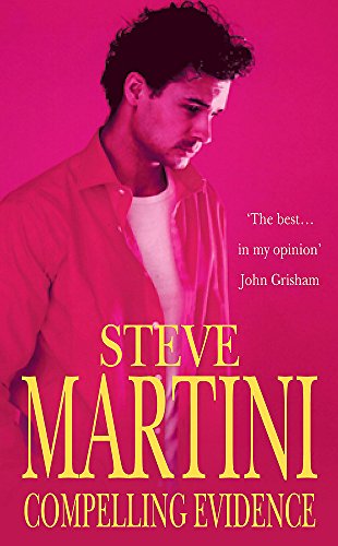 Book cover of Compelling Evidence by Steve Martini featuring a man on pink background.