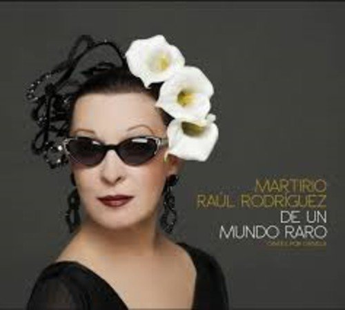 Woman with flowers and sunglasses, album cover for "De Un Mundo Raro.