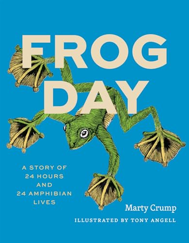 Book cover: “Frog Day” with illustrated frog and floral details.