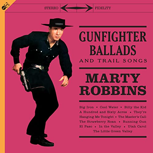 Marty Robbins album cover: a cowboy with a gun, pink background.