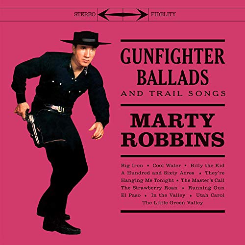 Marty Robbins album cover: cowboy with gun, red background, text details.