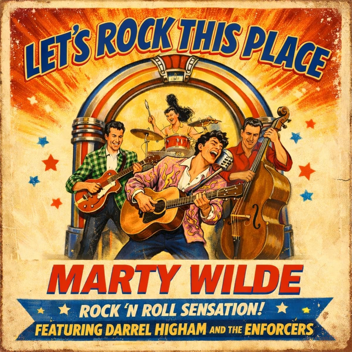 Vinyl cover art featuring Marty Wilde and band performing in front of a jukebox.