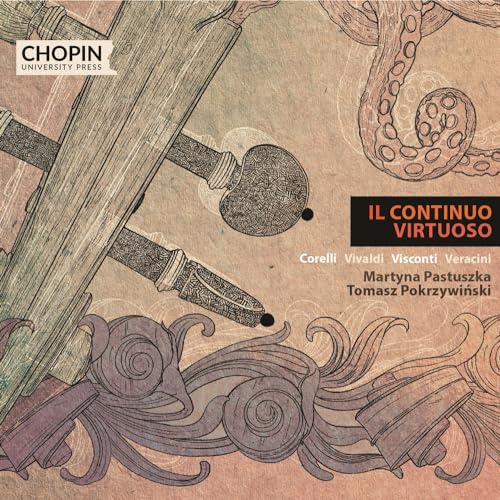 CD cover with sketched musical instruments and ornate calligraphy.