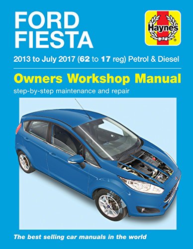 Haynes Ford Fiesta 2013 to 2017 owners workshop manual cover with blue car image.