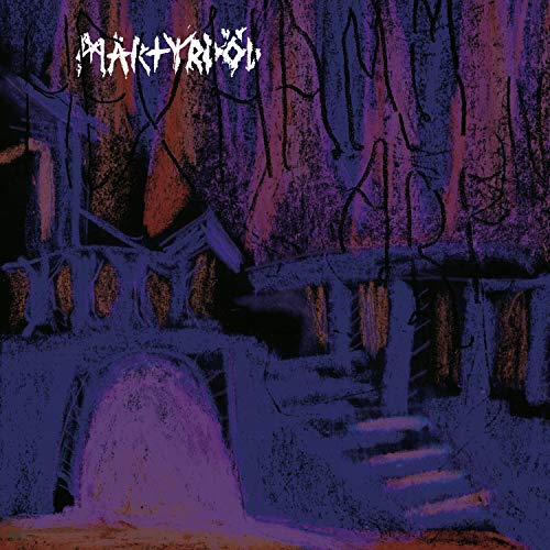 "Album cover with dark, grungy illustration of a staircase and arched doorway."