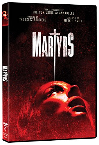 DVD cover for horror film “Martyrs” with a blood-splattered, distressed image.