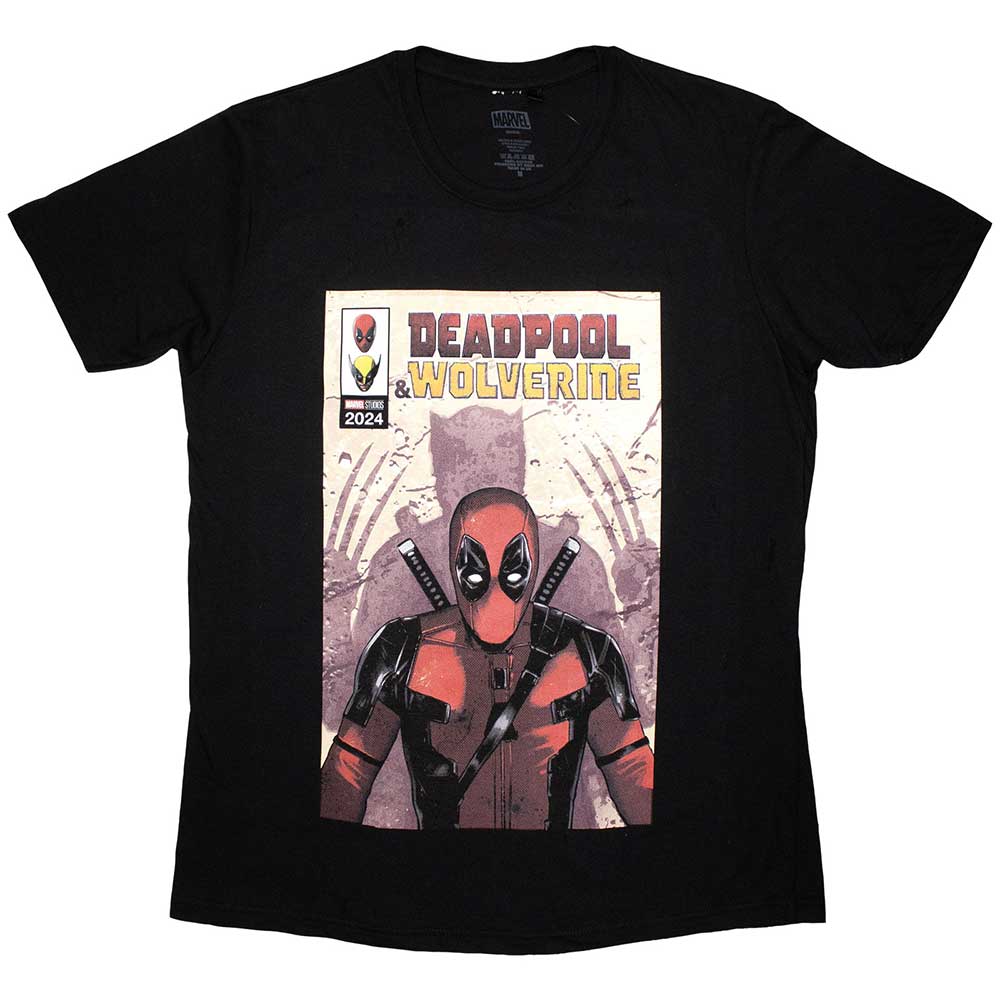 T-shirt with Deadpool and Wolverine comic book cover art, size small.