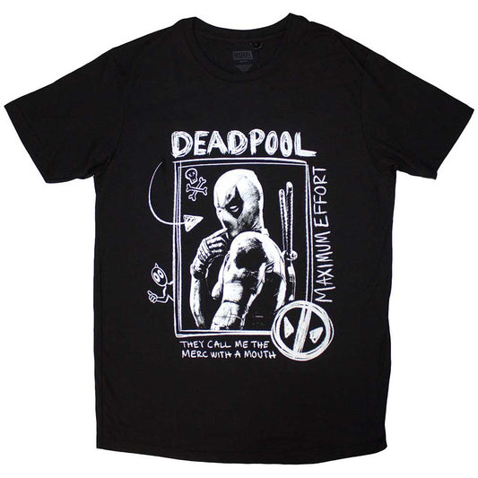 Red t-shirt featuring Deadpool making a face, text reads "Max Effort".