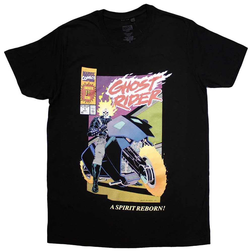 Ghost Rider comic cover t-shirt, black, XX-Large size, fiery skull design.
