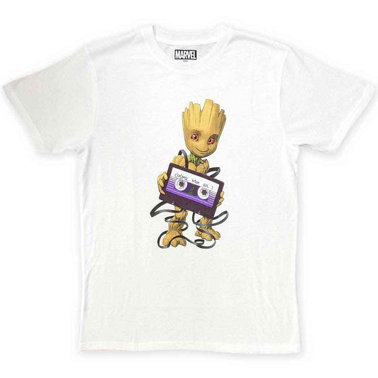 Guardians of the Galaxy t-shirt, small size, with a cosmic tape design.