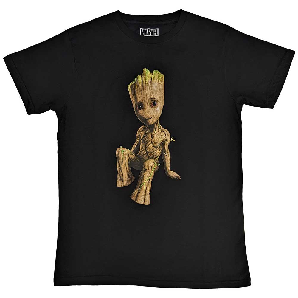 Guardians of the Galaxy Groot face on a black unisex t-shirt, size X-Large.