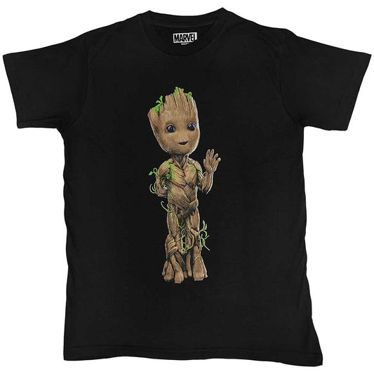 Medium t-shirt featuring a wave design with Groot from Guardians of the Galaxy.