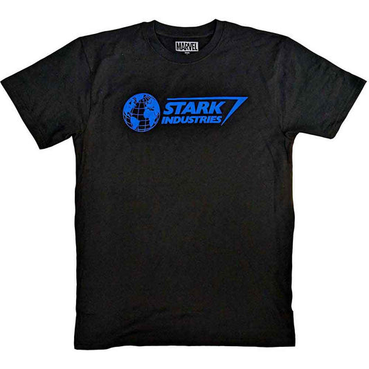 Blue t-shirt with Stark Industries logo, likely featuring an arc reactor.
