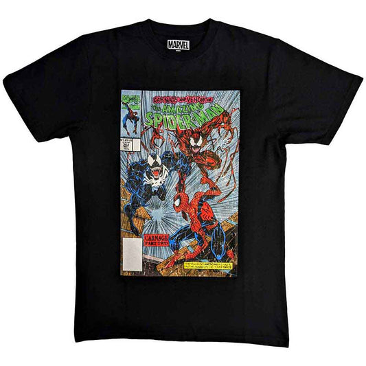 Black unisex t-shirt featuring a graphic print of Marvel characters Venom and Carnage.