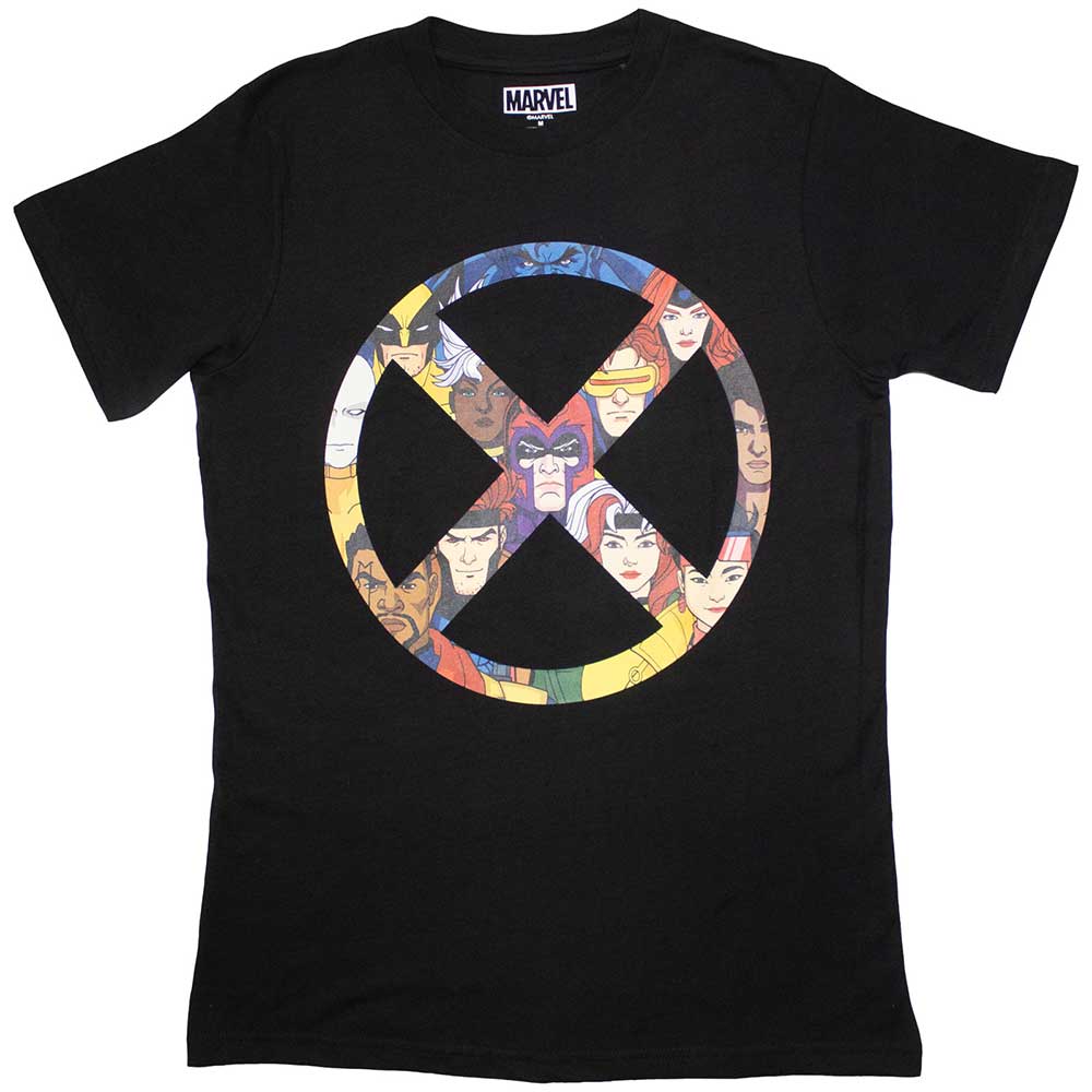 Navy blue t-shirt with a white circular X-Men '97 logo on the chest.