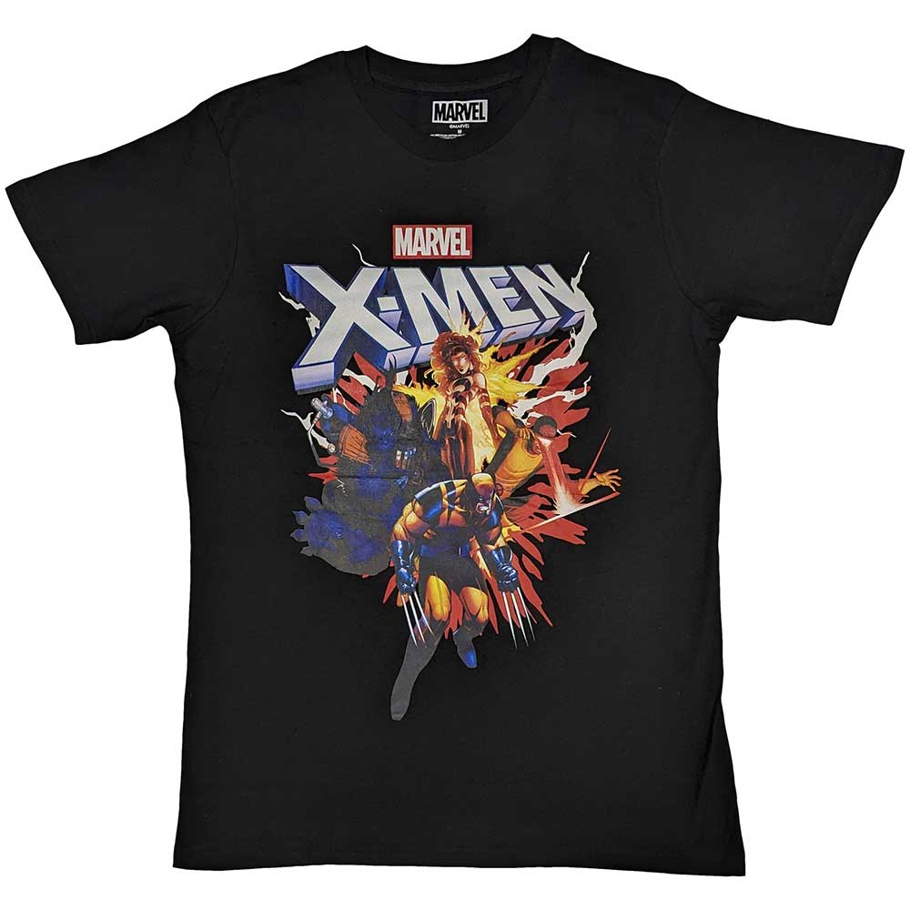 Medium t-shirt featuring colorful X-Men comic book panel artwork.