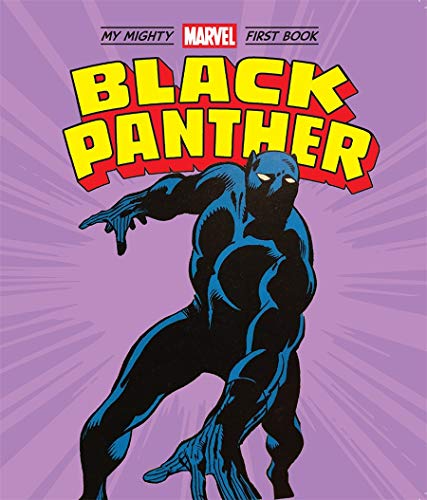 Black Panther in a dynamic pose, cover of a children’s book.