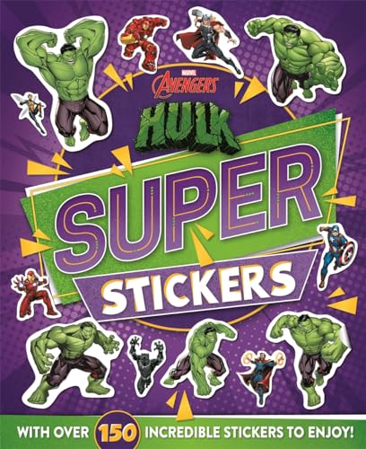 Marvel Avengers Hulk sticker book cover featuring various character stickers on a purple background.
