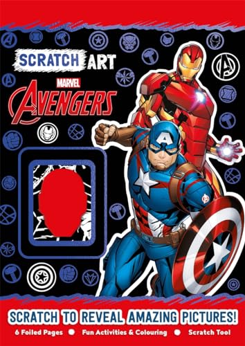 Marvel Avengers scratch art book featuring Iron Man and Captain America.