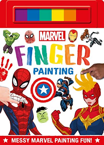 Marvel finger painting book featuring Spider-Man, Captain America, and other heroes.