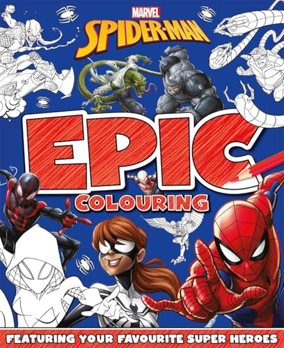 Cover of a Spider-Man coloring book featuring various Spider-Man characters and villains.