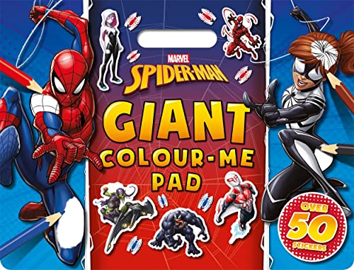 Spider-Man colour-me pad with characters, stickers, and a handle.