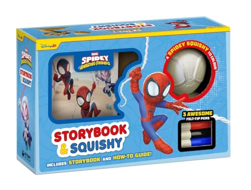 Packaging for a Spidey and his Amazing Friends storybook and squishy toy set.