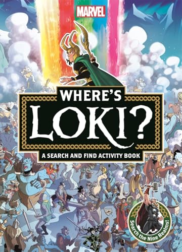 Marvel’s “Where’s Loki?” book cover with Loki amidst a crowded, colorful scene.