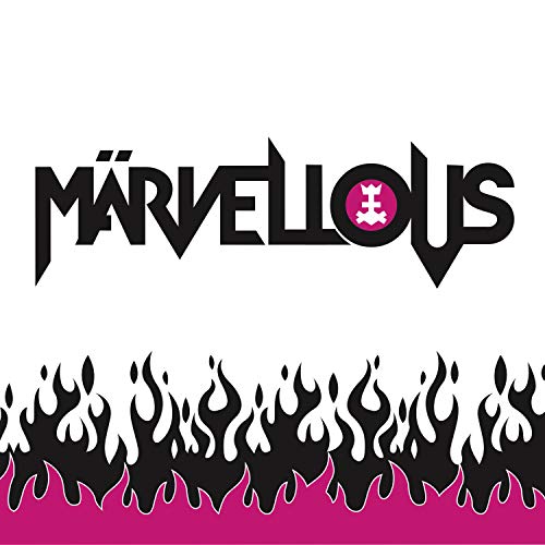 Marvellous" text in black and pink over white background with flame graphics.