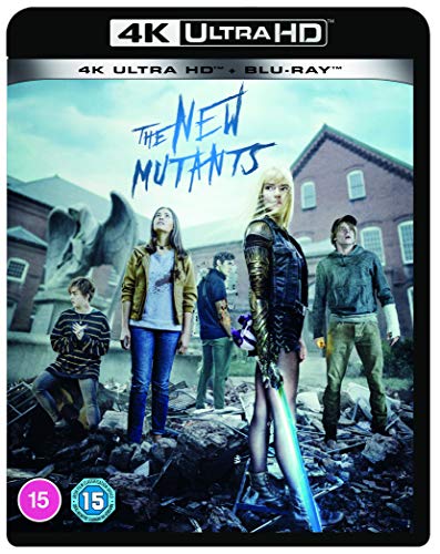The New Mutants" UHD Blu-ray cover featuring five young people in front of a building.