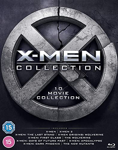 X-Men Blu-ray collection cover with a cracked metallic "X" logo and film titles.