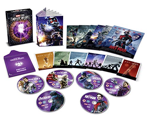 Marvel Cinematic Universe DVD box set with multiple discs and covers.