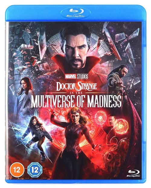 Doctor Strange in the Multiverse of Madness Blu-ray cover art featuring the main cast.