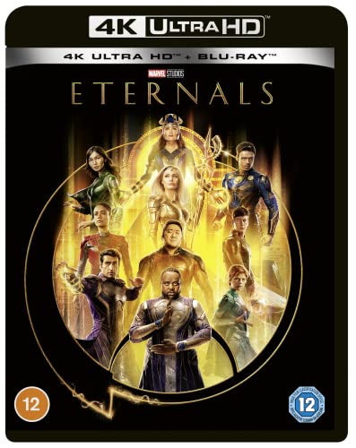 Marvel’s Eternals 4K Ultra HD Blu-ray cover with group character art.