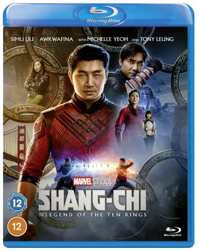 Blu-ray cover for Marvel’s Shang-Chi, featuring Simu Liu and cast members.