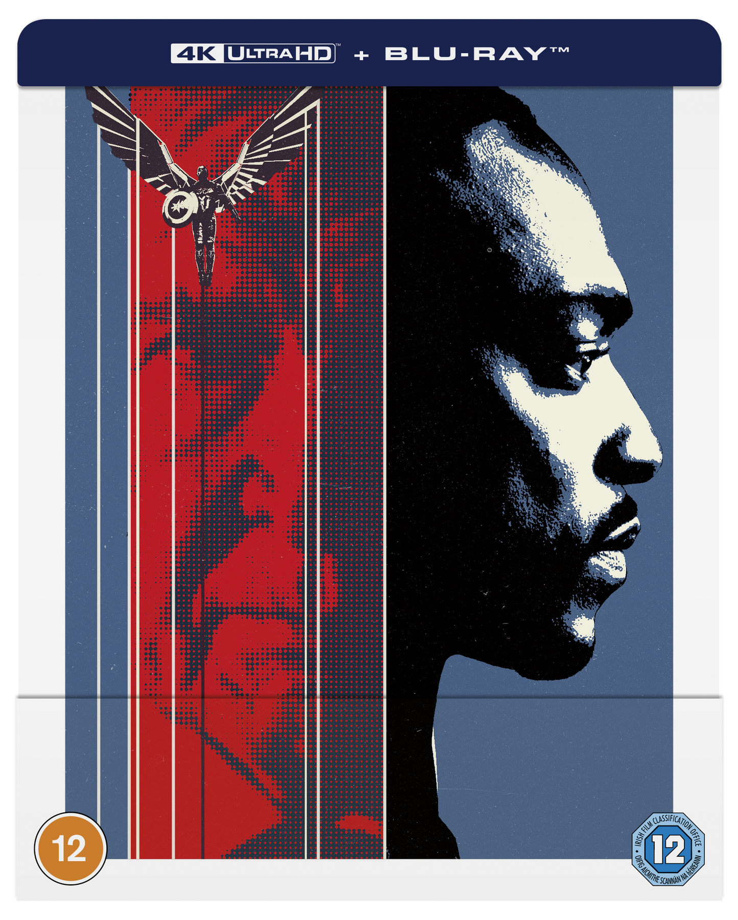 Captain America: Brave New World SteelBook featuring Sam Wilson and a winged flying figure.