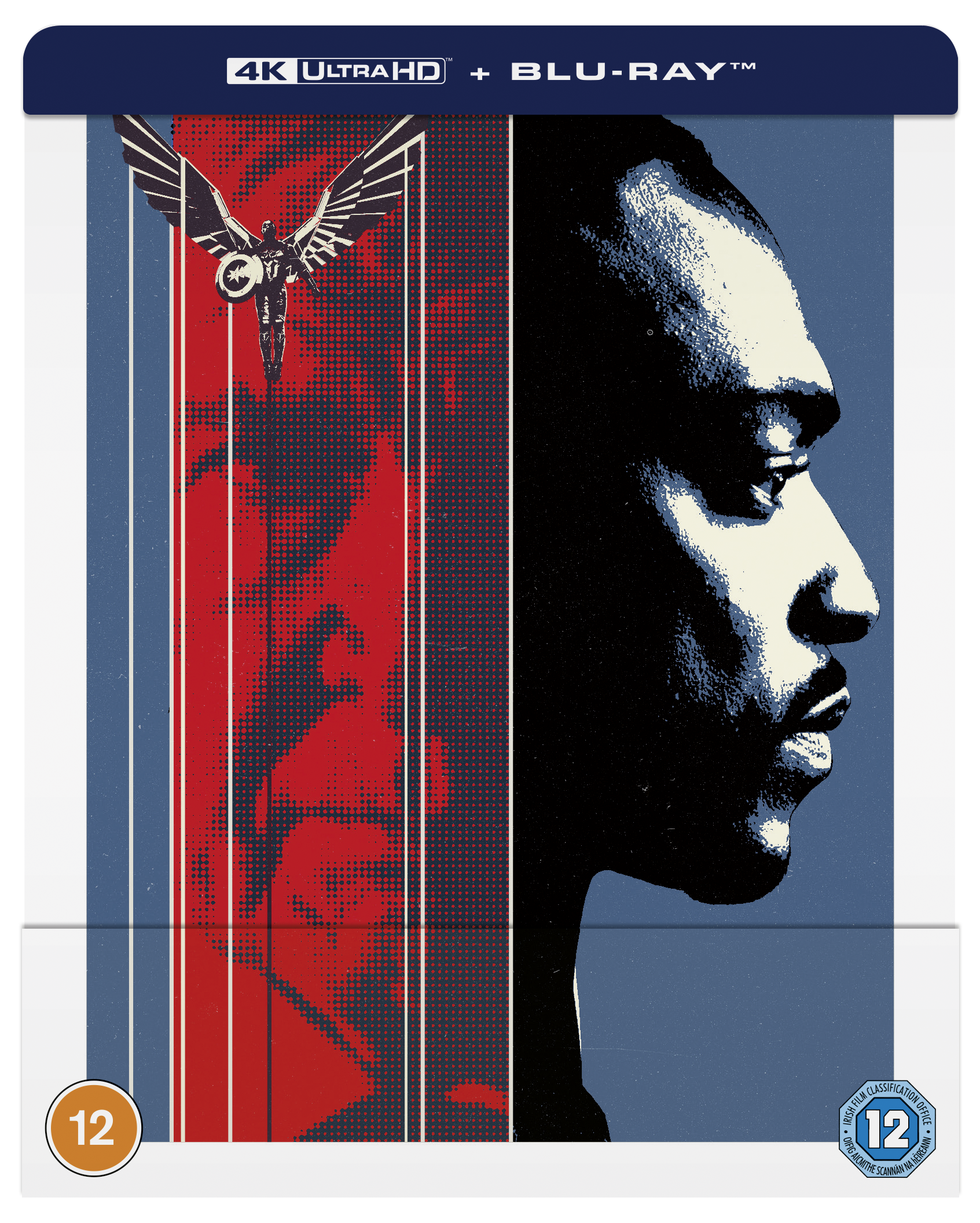 Captain America: Brave New World SteelBook featuring Sam Wilson and a winged flying figure.