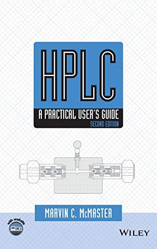 Book cover for "HPLC: A Practical Users Guide," second edition, with chromatography diagram.