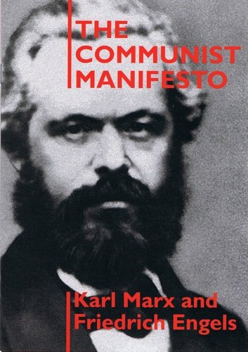 Book cover featuring a portrait of Karl Marx with red text overlay.