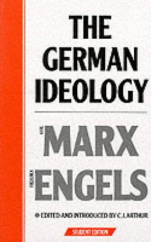 Book cover of The German Ideology by Marx and Engels with orange vertical stripe.