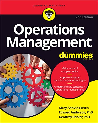 Book cover: "Operations Management For Dummies," 2nd Edition, with gears.