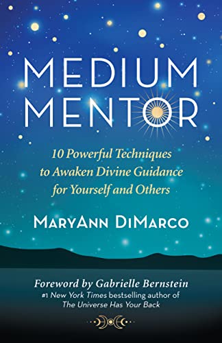 Book cover for "Medium Mentor" with blue and gold starry background.