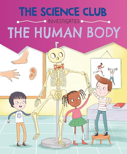 Book cover with children, a skeleton, and anatomical illustrations.