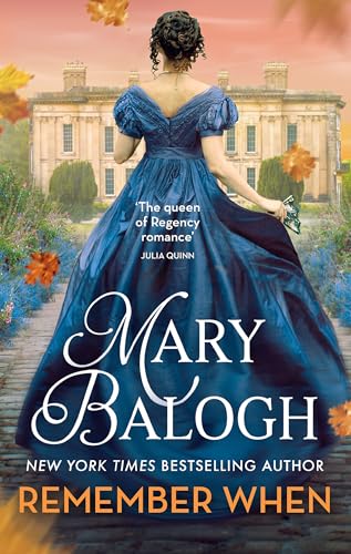 Book cover: woman in blue gown before a large estate.