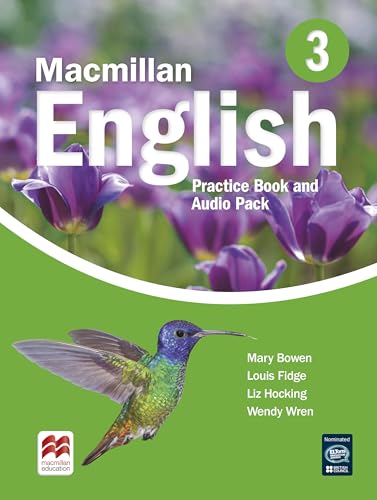Macmillan English Level 3 Practice Book cover with flowers and hummingbird.