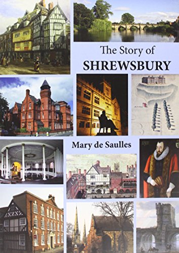 Book cover with Shrewsbury town scenes and possibly a medieval castle illustration.