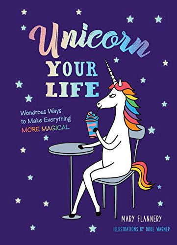 Book cover featuring a unicorn with a rainbow mane drinking from a cup.