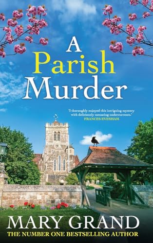 Book cover: village scene with church, titled “A Parish Murder” by Mary Grand.