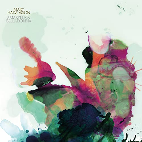 Album cover for Mary Halvorson’s “Amaryllis & Belladonna” with watercolor floral imagery.