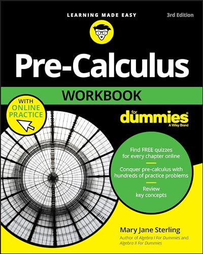 Pre-Calculus Workbook For Dummies, 3rd edition, with spiral graphic.